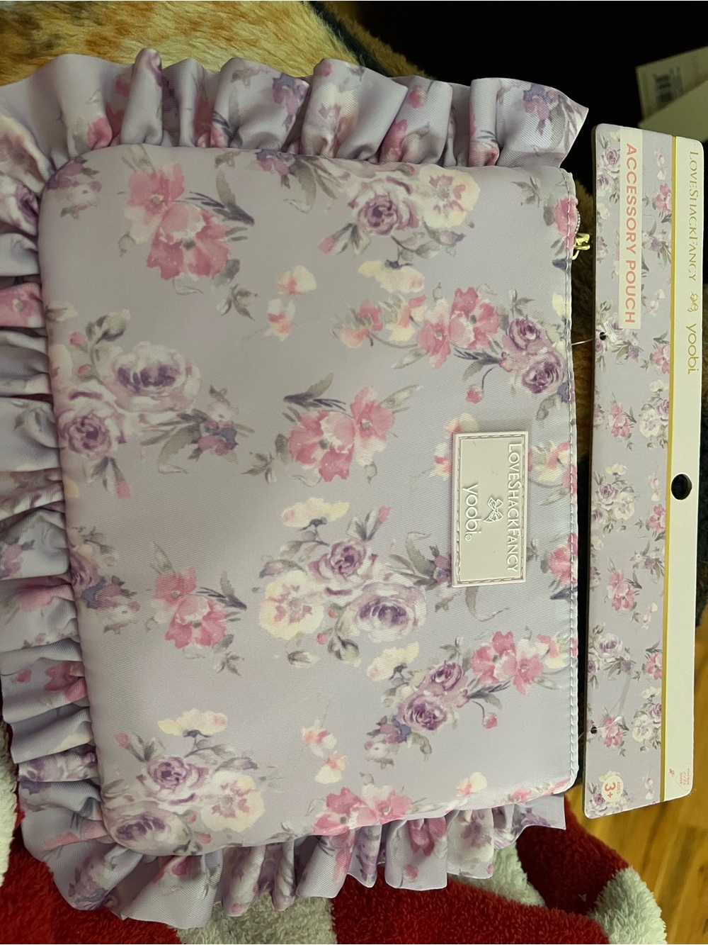 Lavender Floral Ruffle Accessory Pouch by LOVESHACK&FANCY Yoobi